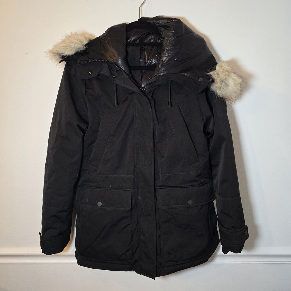 Zara Thermal Insulated Winter Parka Coat Water Resistant Medium Fur Lined Hood